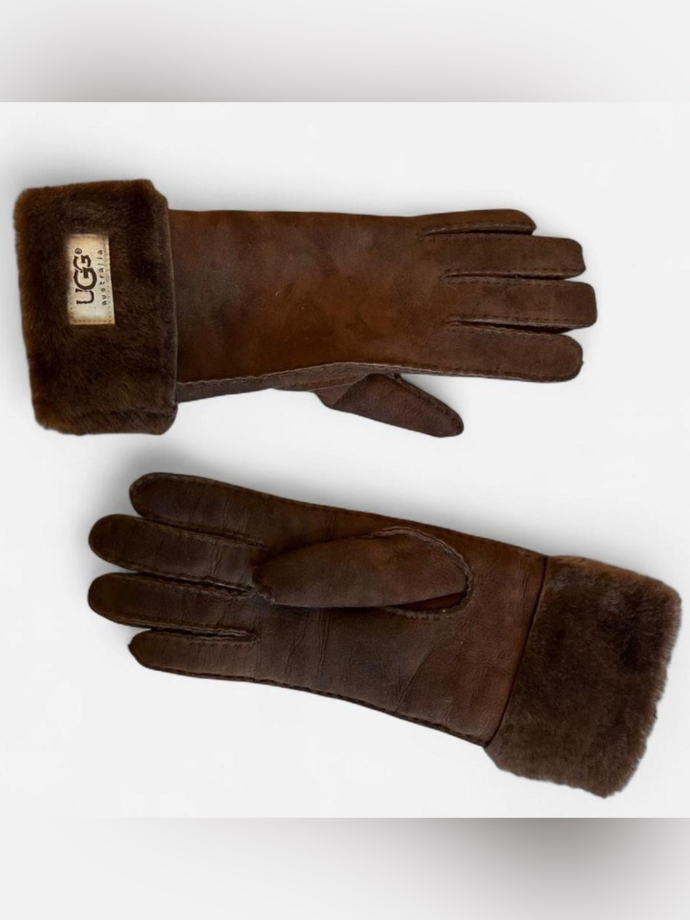 UGG Women’s Brown Shearling-Lined Suede Gloves